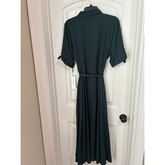 Calvin Klein Dark Emerald Green Houndstooth Pattern Dress Size 14 NWT - Picture 3 of 3